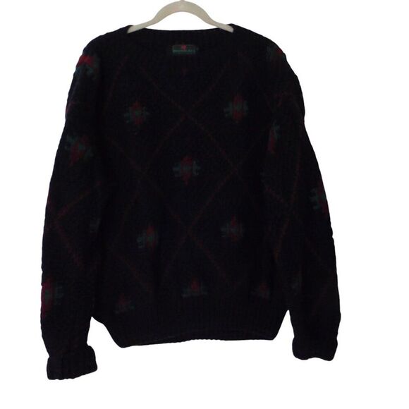 Vintage Abercrombie & Fitch Sweater Men's Large Blue Chunky Cable Knit Wool 90s - Picture 1 of 5